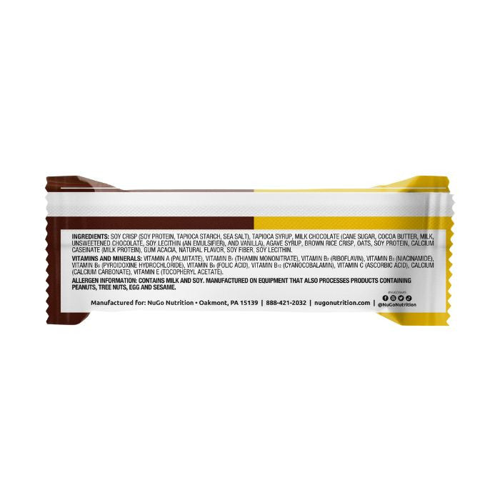 NuGo Original Banana Chocolate Protein Bar 50g, 13g Protein, Gluten Free, Real Milk Chocolate Snack, Pack of 15 pcs