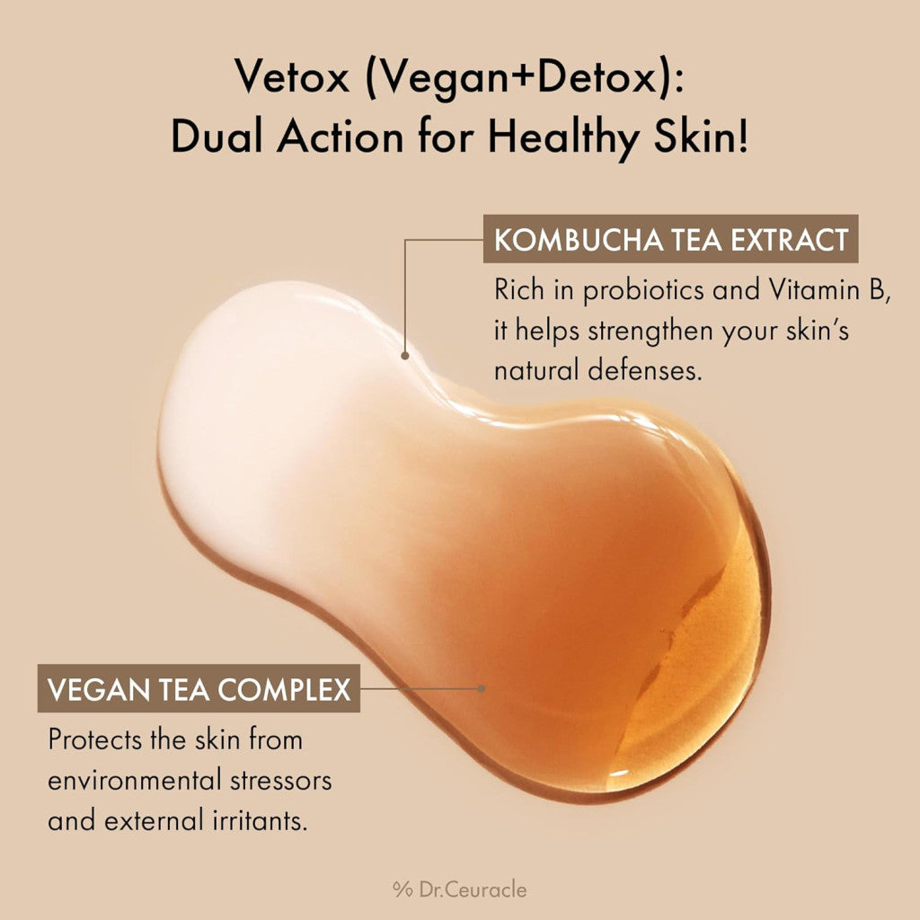 Dr. Ceuracle Vegan Kombucha Tea Essence, Probiotic Hydrating Detox for Glowing Skin - 150ml