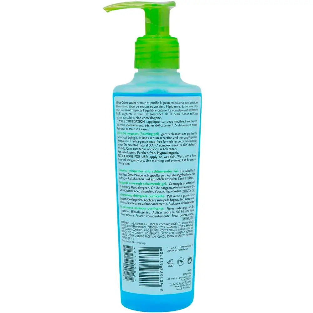 Bioderma Sebium Gel Moussant Purifying Cleansing Foaming Gel 200ml Bioderma