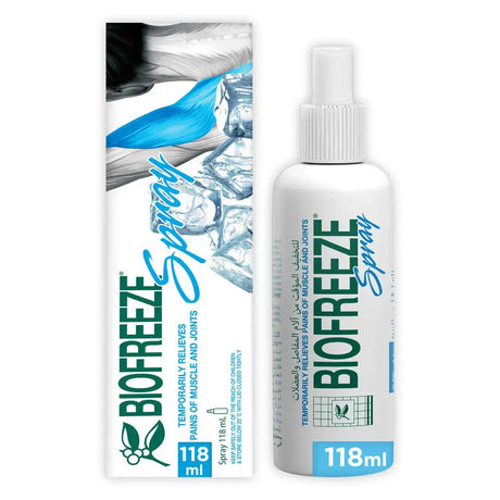 Biofreeze Pain Relief Spray For Muscle & Joint Pain, Temporary Pain Relief  With Soothing Menthol 118ml Biofreeze