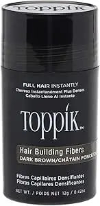 Toppik Hair Building Fibers with Premium Keratin Fibers Conceals Hair Thinning and Hair Loss for Fuller Looking Hair that Gives Completely Natural Look For Men and Women Dark Brown, 12 Grams TOPPIK