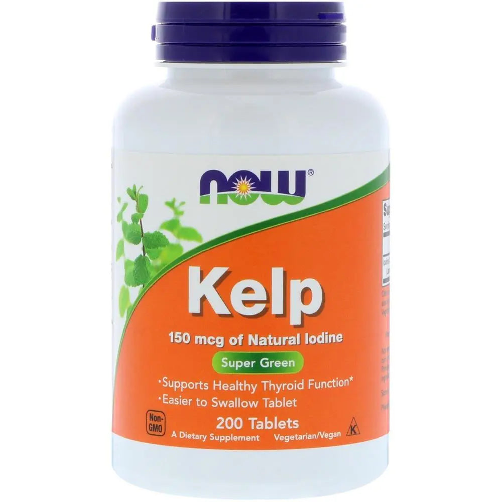 Now Kelp Iodine 150 mcg Tablets For Healthy Thyroid Function, Pack of 200's Now