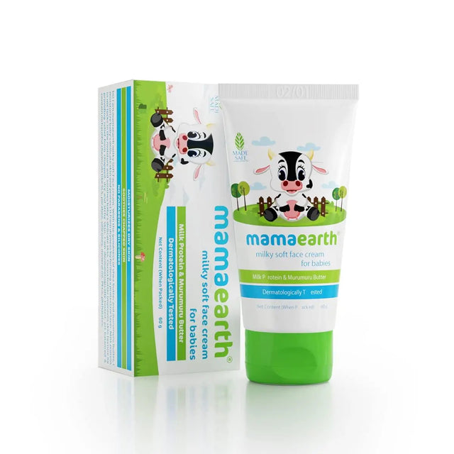Mamaearth Milky Soft Face Cream For Babies, 60 ml contains Murumuru Butter & Milk Protein Mama Earth
