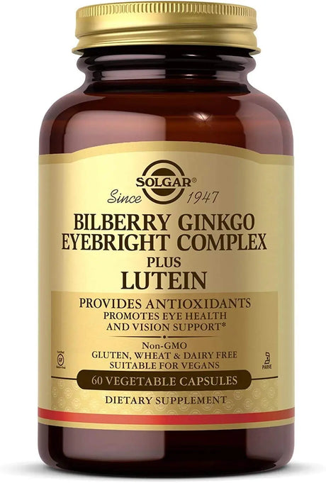 Solgar Bilberry Ginkgo Eyebright Complex Plus Lutein 60 Vegetable Capsules Solgar