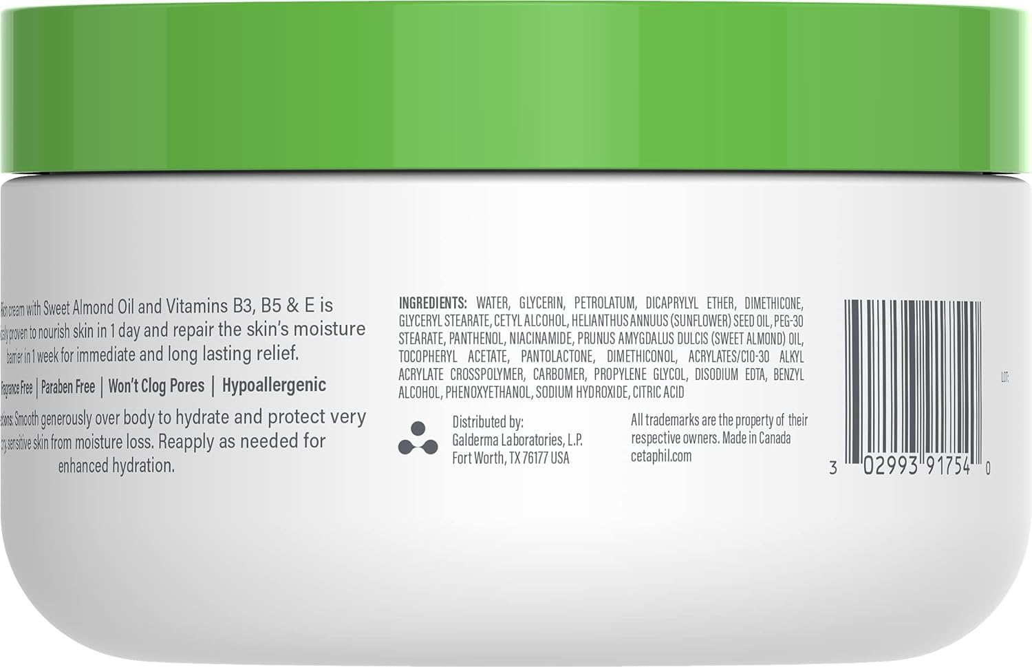 Cetaphil Moisturizing Cream, Face & Body Moisturizer With Dry to Very Dry Sensitive Skin, Unscented - 250g