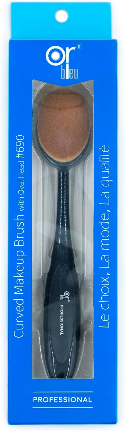 Or Bleu Curved Makeup Brush with oval head