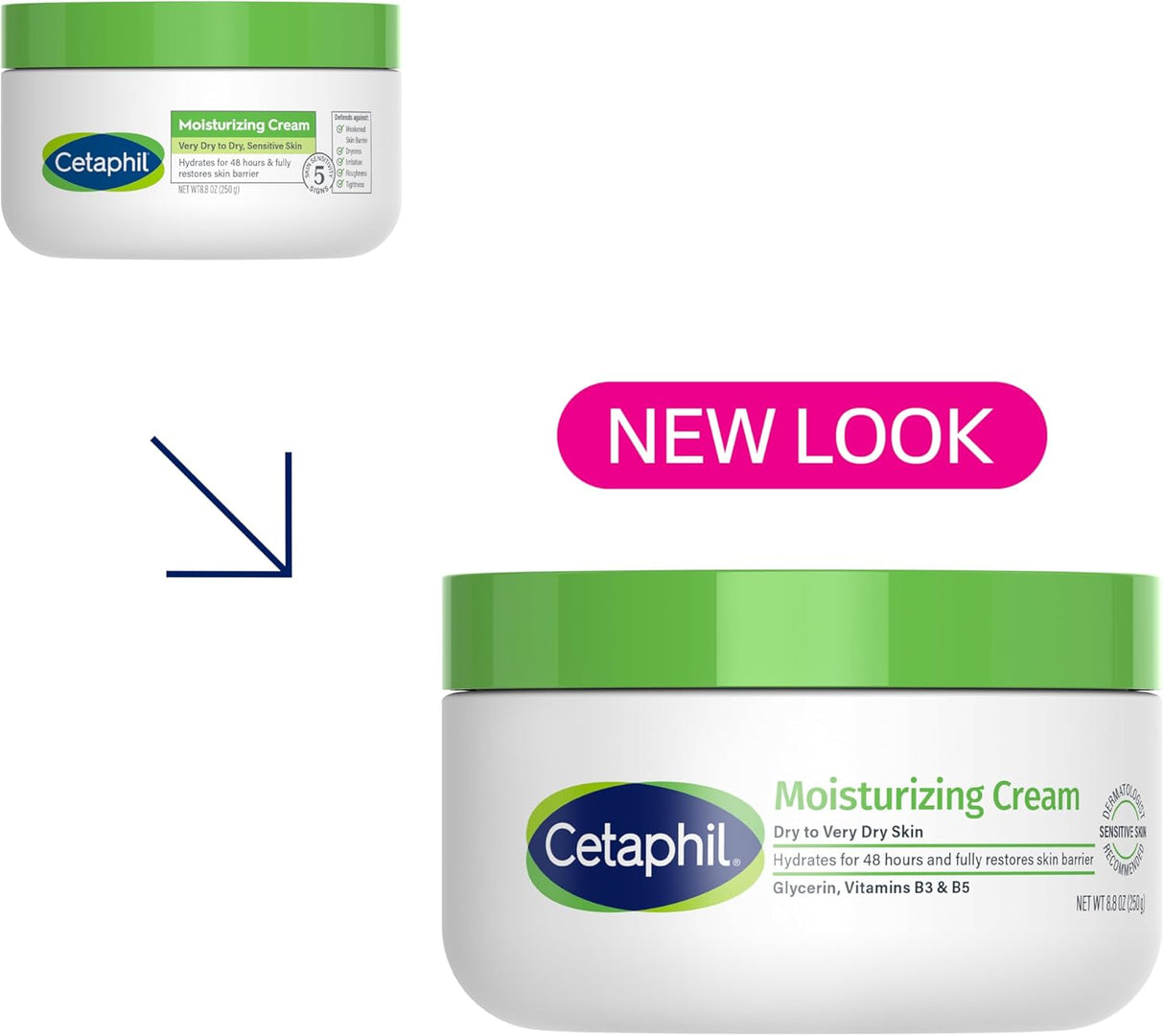 Cetaphil Moisturizing Cream, Face & Body Moisturizer With Dry to Very Dry Sensitive Skin, Unscented - 250g