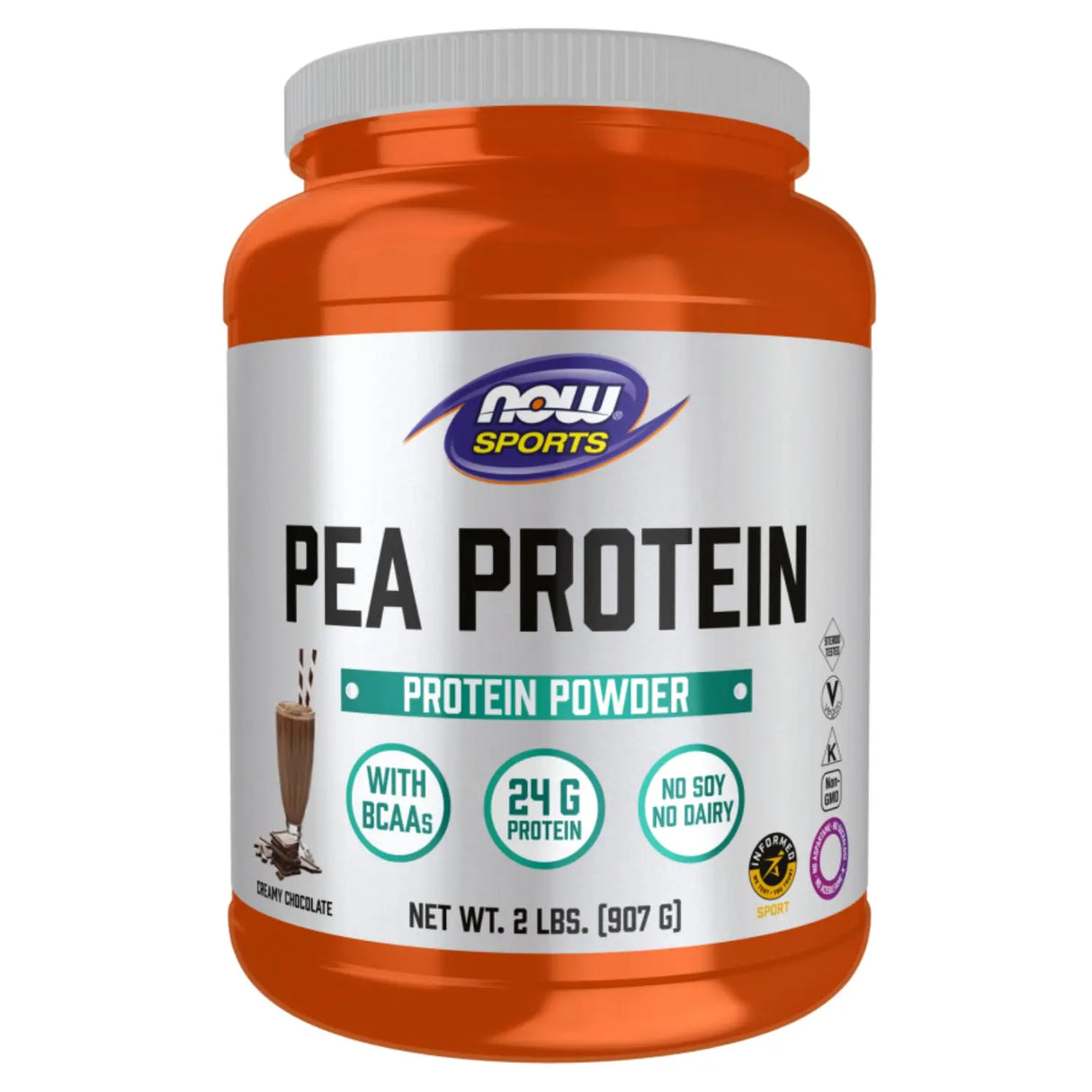 Now Sports Pea Protein Powder With BCAAs, Chocolate For Muscle Growth & Recovery 2lbs Now