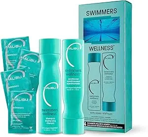Malibu C Swimmers Wellness Collection Hair Kit of Shampoo Conditioner and Hair Remedy Professional Hair Treatment For Swimming Women Men 1 Kit malibu