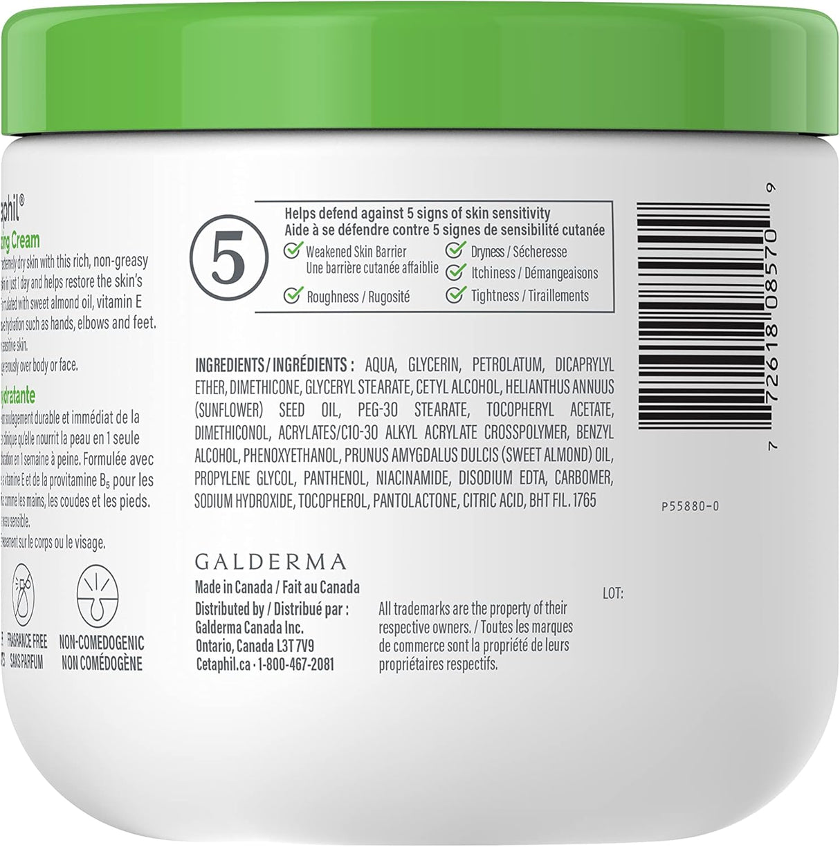 كريم مرطب من سيتافيل، مرطب للوجه والجسم للرجال والنساء ذوي البشرة الجافة إلى الجافة جدًا والحساسة، بدون رائحة، 453 جم