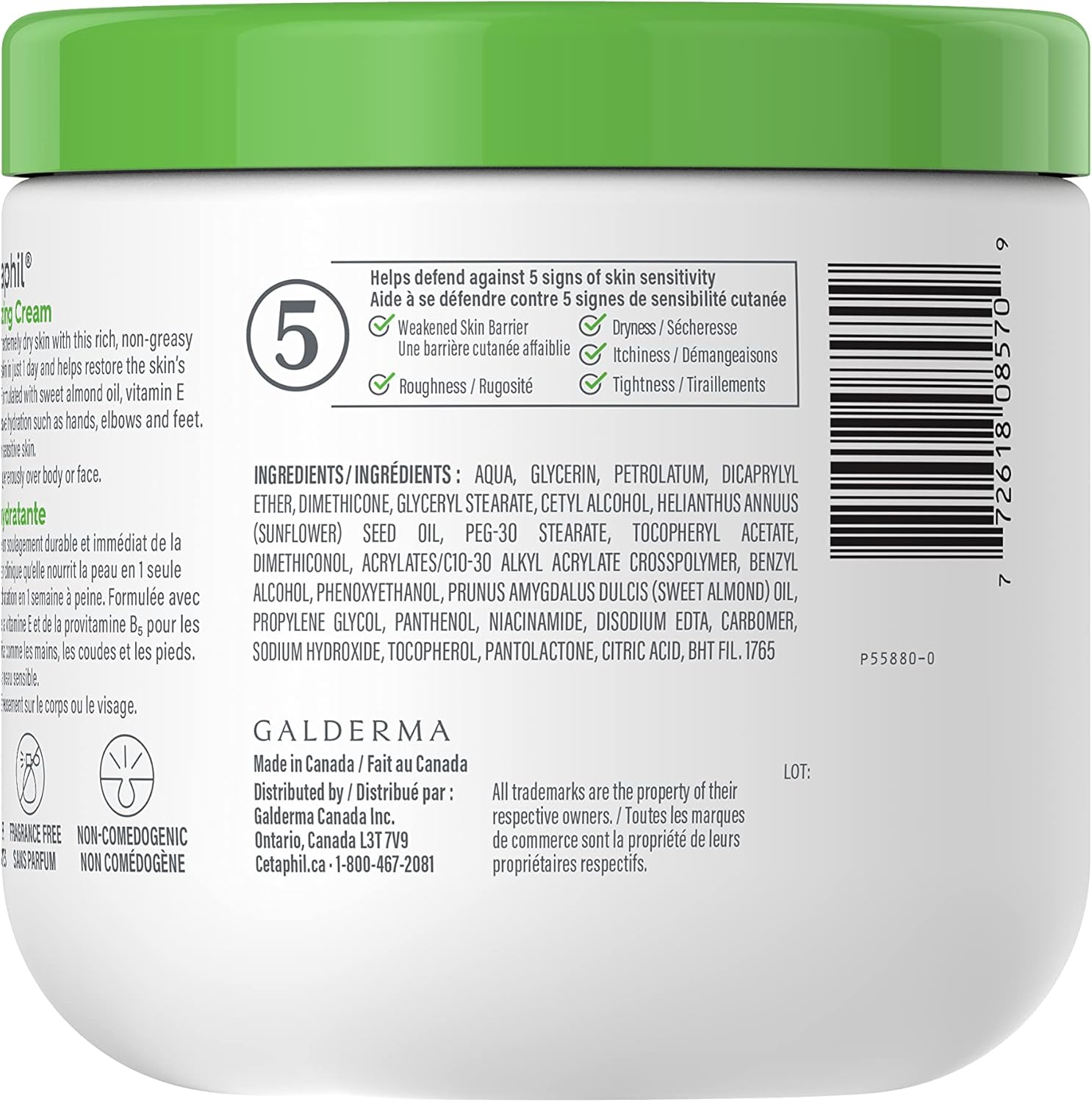 كريم مرطب من سيتافيل، مرطب للوجه والجسم للرجال والنساء ذوي البشرة الجافة إلى الجافة جدًا والحساسة، بدون رائحة، 453 جم