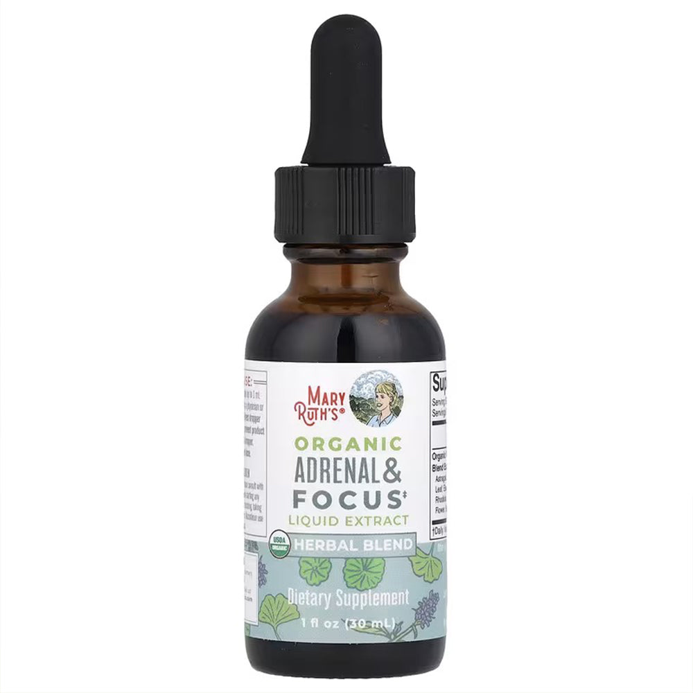 Mary Ruth's Organic Adrenal Focus Herbal Blend, 30 Ml, Supports Focus and Mental Clarity