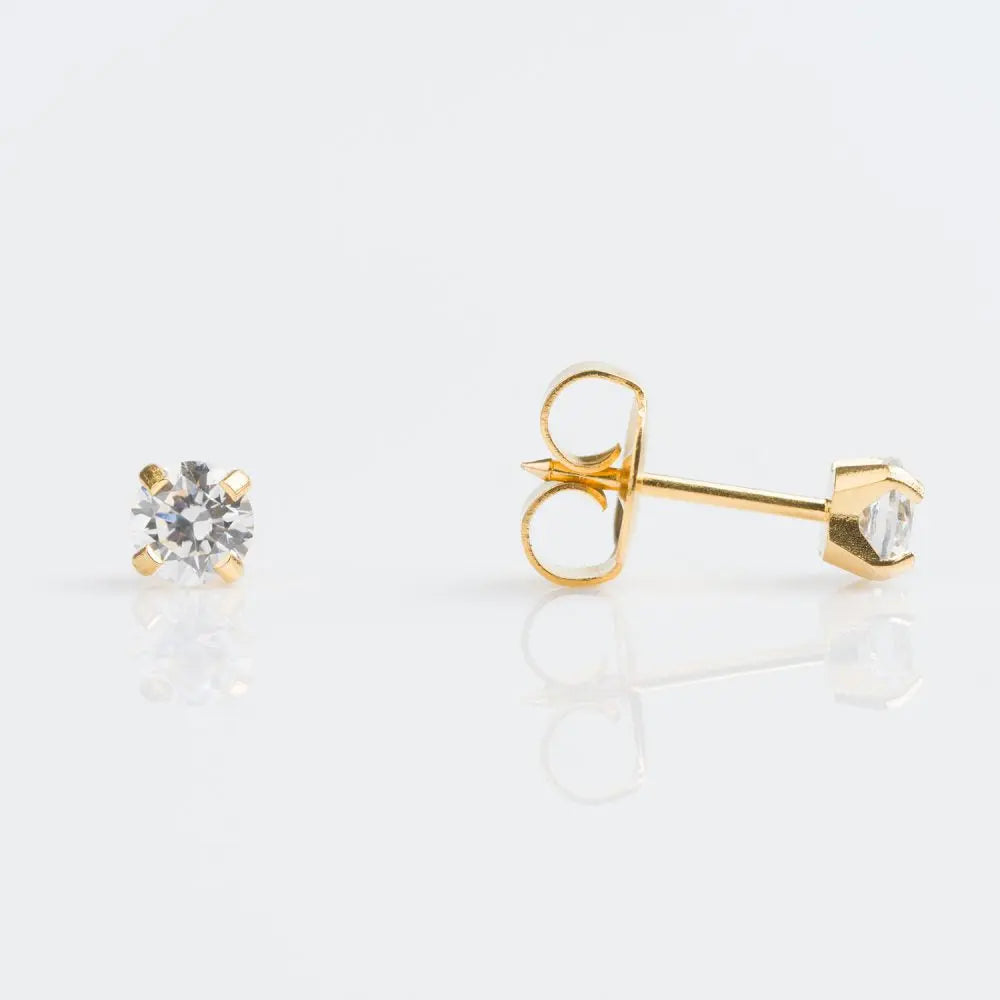 Sensitive Gold Plated Tiff. 4mm Cubic Zirconia studex
