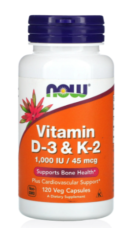Now Vitamin D3 K2 Veg  Capsules