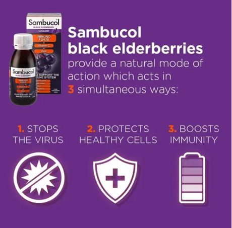 Sambucol Black Elderberry Immuno Forte Syrup With Vitamin C & Zinc 120ml