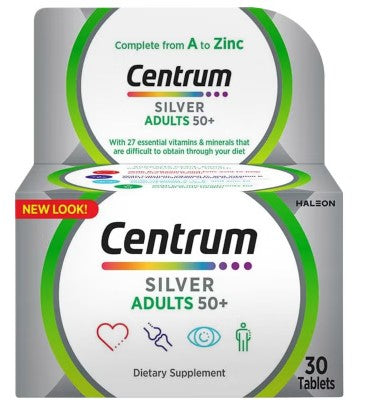 Centrum Silver With Lutein 50+ Adult Multivitamin Supplement Tablets, Pack of 30's