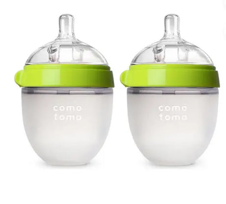 Comotomo Baby Feeding Bottles With Replacement Silicone Nipples-Green, Bundle Pack of 10 Pieces Comotomo