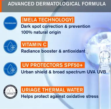 Uriage Depiderm SPF50+ Anti-Brown Spot Daytime Care Cream For All Skin Types 30ml Uriage