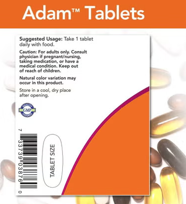 Now Adam Men's Multivitamin Tablets For Overall Wellness, Pack of 60's