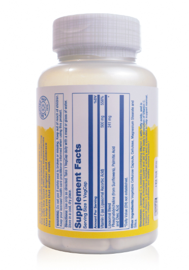 Solaray Liposomal Vitamin C 500mg Veg Capsules For Healthy Immune System, Pack of 100's