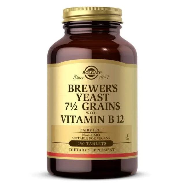 Solgar Brewers Yeast 7 1/2 Grains With Vitamin B12, 250 Tablets Solgar
