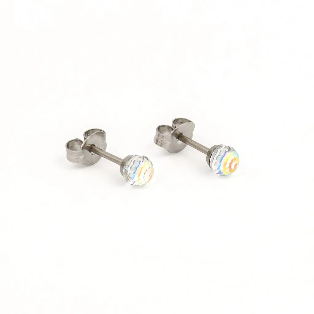Tiny Tips AB Crystal Ball Studs - Stainless Steel STUDEX