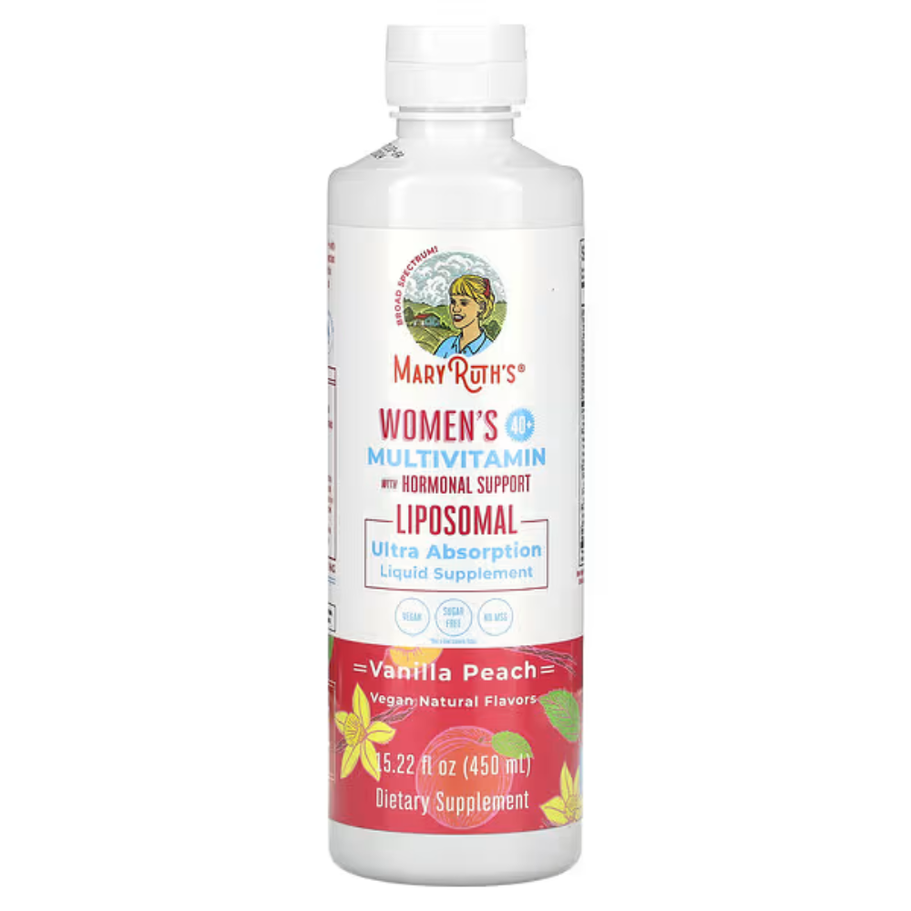 Mary Ruth's Women's 40+ Multivitamin Liposomal, 450 ML, Vanilla Peach, Promotes bone strength and muscle function By Mary Ruth's Organic