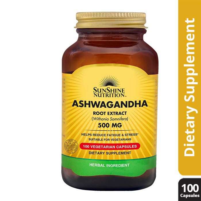 Sunshine Nutrition's Ashwagandha 500 mg Vegetable Capsules 100's Sunshine Nutrition