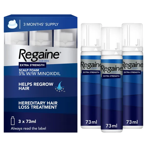 Regaine For Men 5% Hair Regrowth Foam 73ml - 3 Pack (3 Month Supply) www.plcgcc.com
