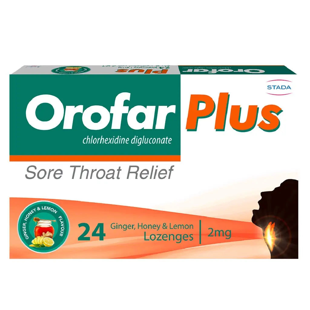 Orofar Plus Sore Throat Relief Lozenges, Ginger, Honey & Lemon Flavor, Pack of 24's Orofar