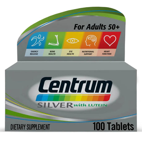 Centrum Silver With Lutein 50+ Adult Multivitamin Supplement Tablets, Pack of 100's Centrum
