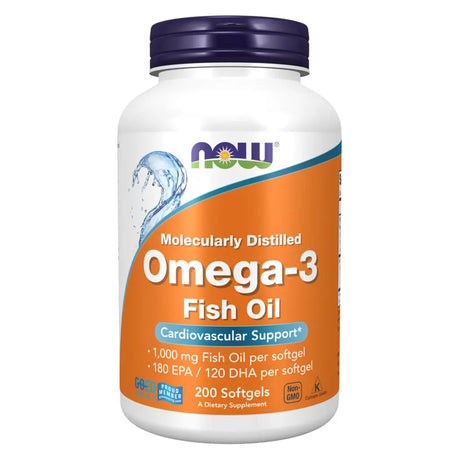 Now Omega 3 1000mg Fish Oil Supplement Softgels, Pack of 200's Now