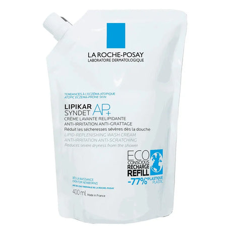 La Roche-Posay Lipikar Syndet AP+ Anti-Irritation & Anti-Scratching Cream Wash, Eco-Conscious Refill Pack 400ml La Roche-Posay