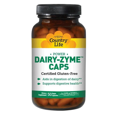 Country Life Power Dairy-Zyme Digestive Enzyme Supplement Capsules, Pack of 50 's Country Life