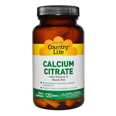 Country Life Calcium Citrate With Vitamin D Tablets For Bone Health, Pack of 120's Country Life