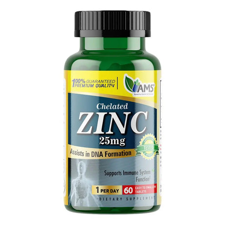 AMS Chelated Zinc 25 mg Tablets For Immunity Support, Pack of 60's AMS