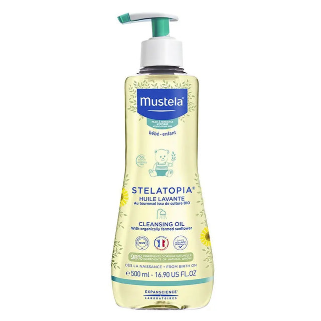 Mustela Baby Stelatopia Cleansing Oil For Atopic Prone Skin, Fragrance-Free 500ml Mustela