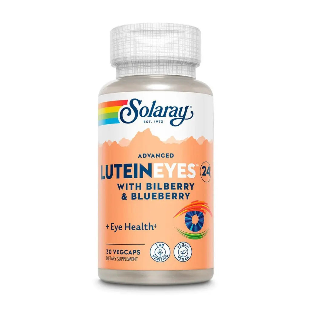 Solaray Advanced Lutein Eyes 24mg Vegetarian Capsules With Marigold, Bilberry & Blueberry For Eye Health, Pack of 30's Solaray
