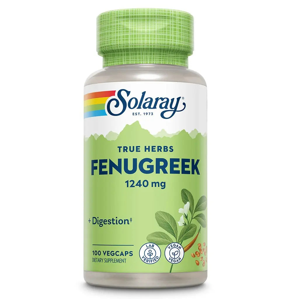Solaray True Herbs Fenugreek 1240mg Vegetarian Capsule For Digestive Support, Pack of 100's Solaray