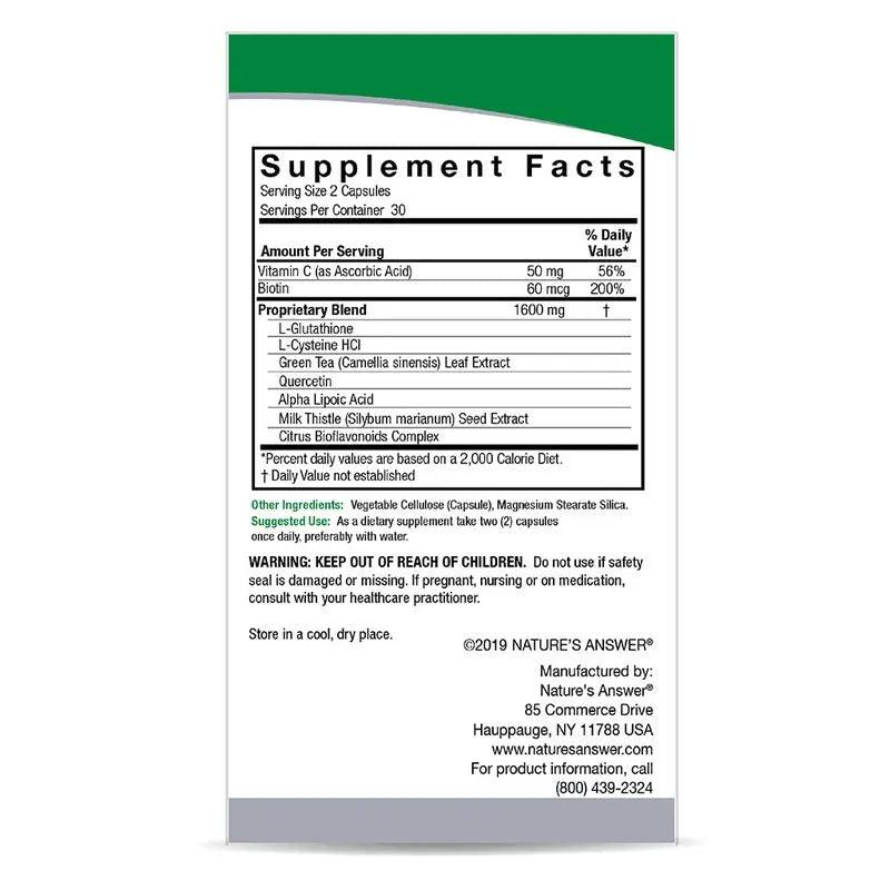Nature's Answer DermaBrite With Glutathione Vegetarian Capsules For Skin Brightening, Pack of 60's Nature's Answer