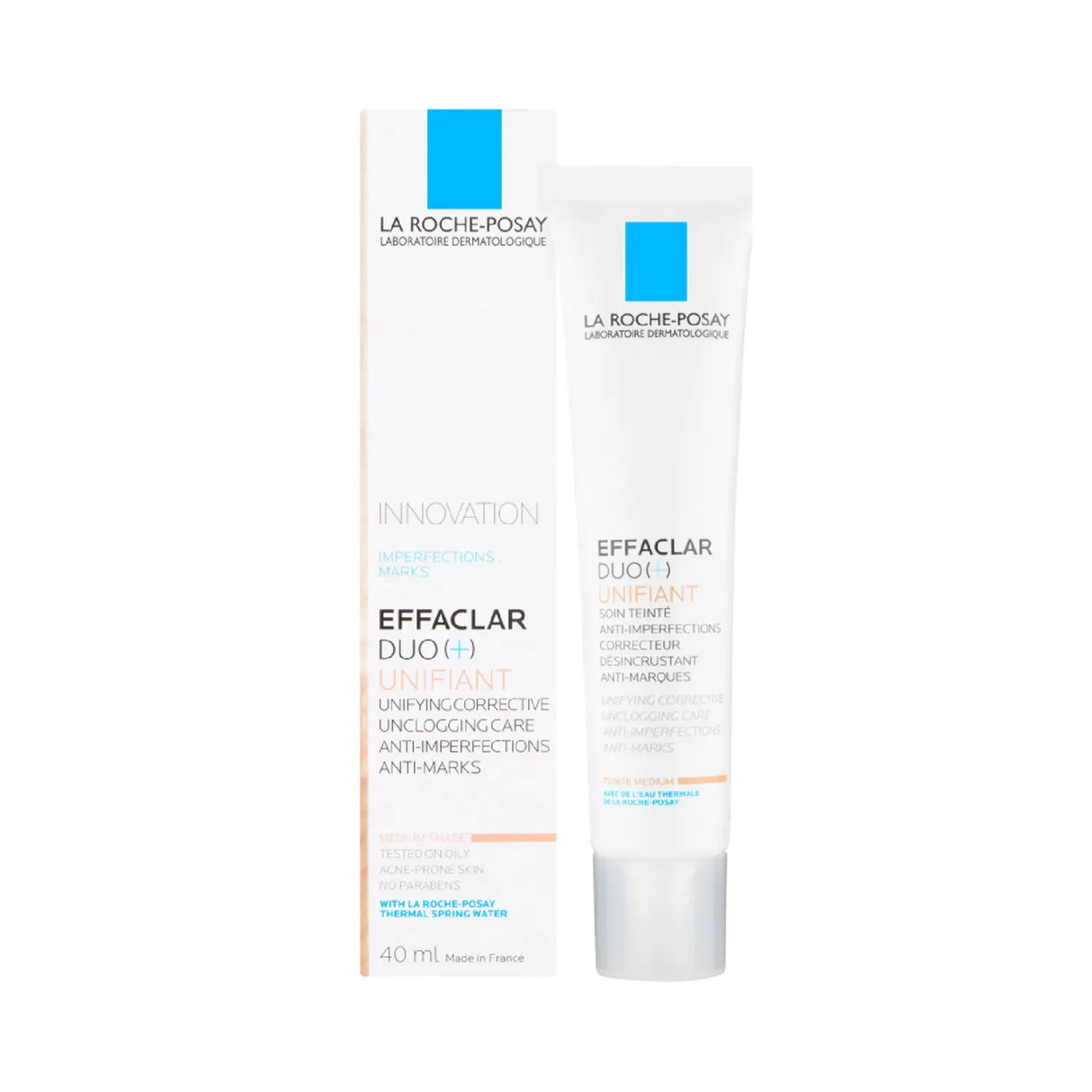 كريم لاروش بوساي Effaclar Duo+ Unifiant ملون متوسط ​​الحجم 40 مل