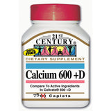 21st Century Calcium 600 + D Caplets For Bone Health, Pack of 75's