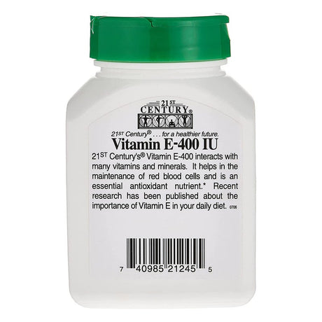 21st Century E-400 Vitamin E 400IU Softgel For Immune & Heart Support, Pack of 110's