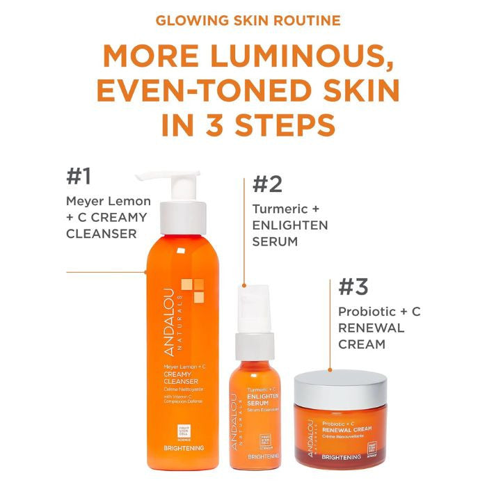 Andalou Naturals Brightening Meyer Lemon + C Creamy Cleanser, Illuminating Face Wash - 178ml