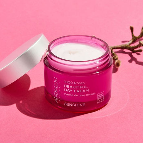 Andalou Naturals 1000 Roses Beautiful Day Cream, Hydrating Moisturizer for Sensitive Skin - 50g