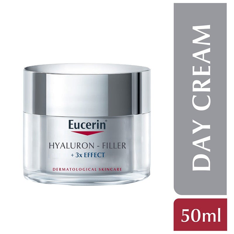 كريم النهار Eucerin Hyaluron-Filler 3x Effect المضاد للتجاعيد مع عامل حماية من الشمس SPF 15 للبشرة الجافة 50 مل