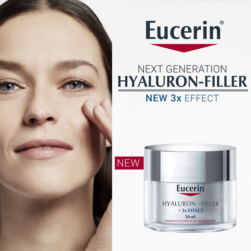 كريم النهار Eucerin Hyaluron-Filler 3x Effect المضاد للتجاعيد مع عامل حماية من الشمس SPF 15 للبشرة الجافة 50 مل