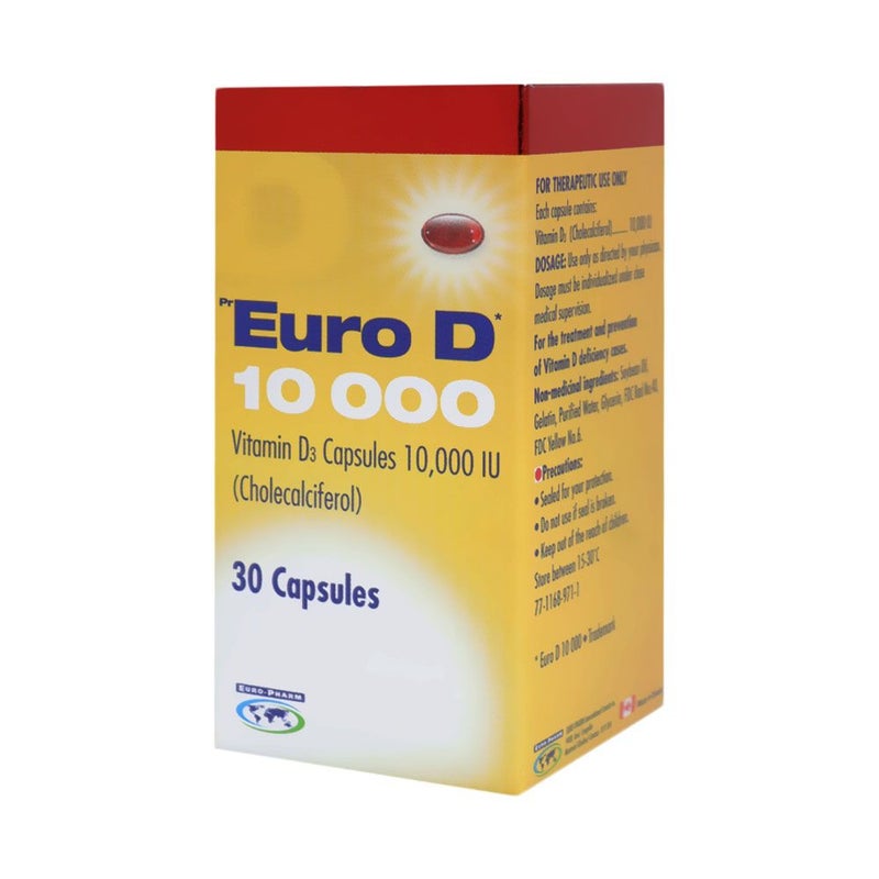 Euro D 10000 IU Capsules 30's Euro D