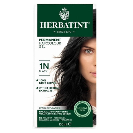 Herbatint 1N Black Permanent Hair Colour Gel 150 mL