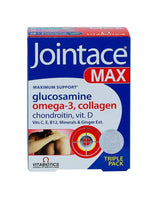 Vitabiotics Jointace Max For Healthy Bone & Cartilage, Triple Pack of Omega-3 Capsules 28's + Glucosamine, Turmeric & Chondroitin Tablets 28's + Collagen Tablets 28's